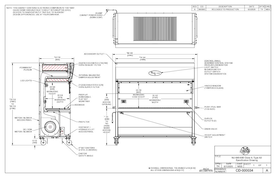 NU-640-600 Animal Handling Biosafety Cabinet Cut Sheet