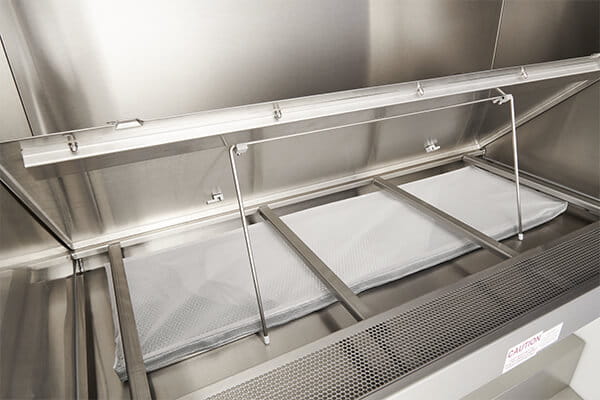 LabGard NU-640 Animal Handling Biosafety Cabinet pre-filter under the work surface.