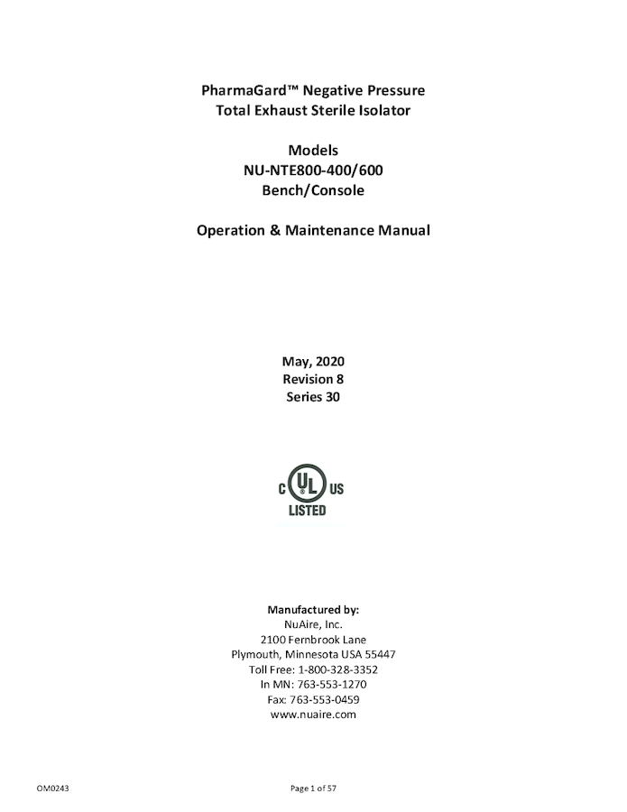 NU-NTE800 Manual